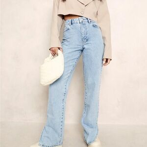 Boohoo: high waist split hem jeans, size 0 petite